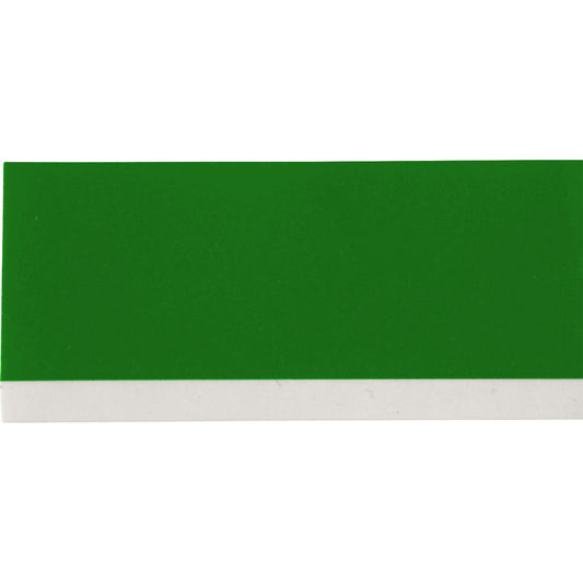 Etiquetas de vinilo con adhesivo permanente para todo tipo de clima (blanco sobre verde).